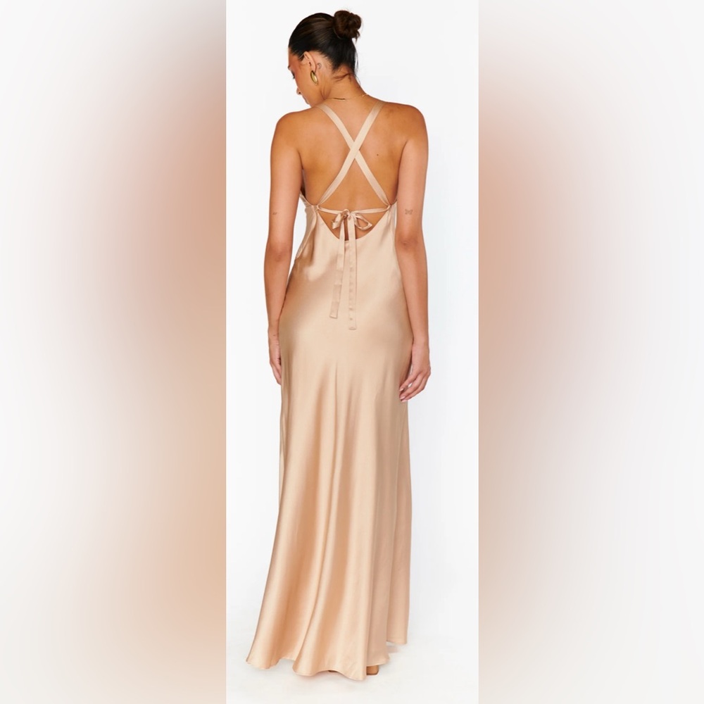 Show Me Your MuMu Champagne Anderson Satin Maxi Dress Size Small - Picture 5 of 9